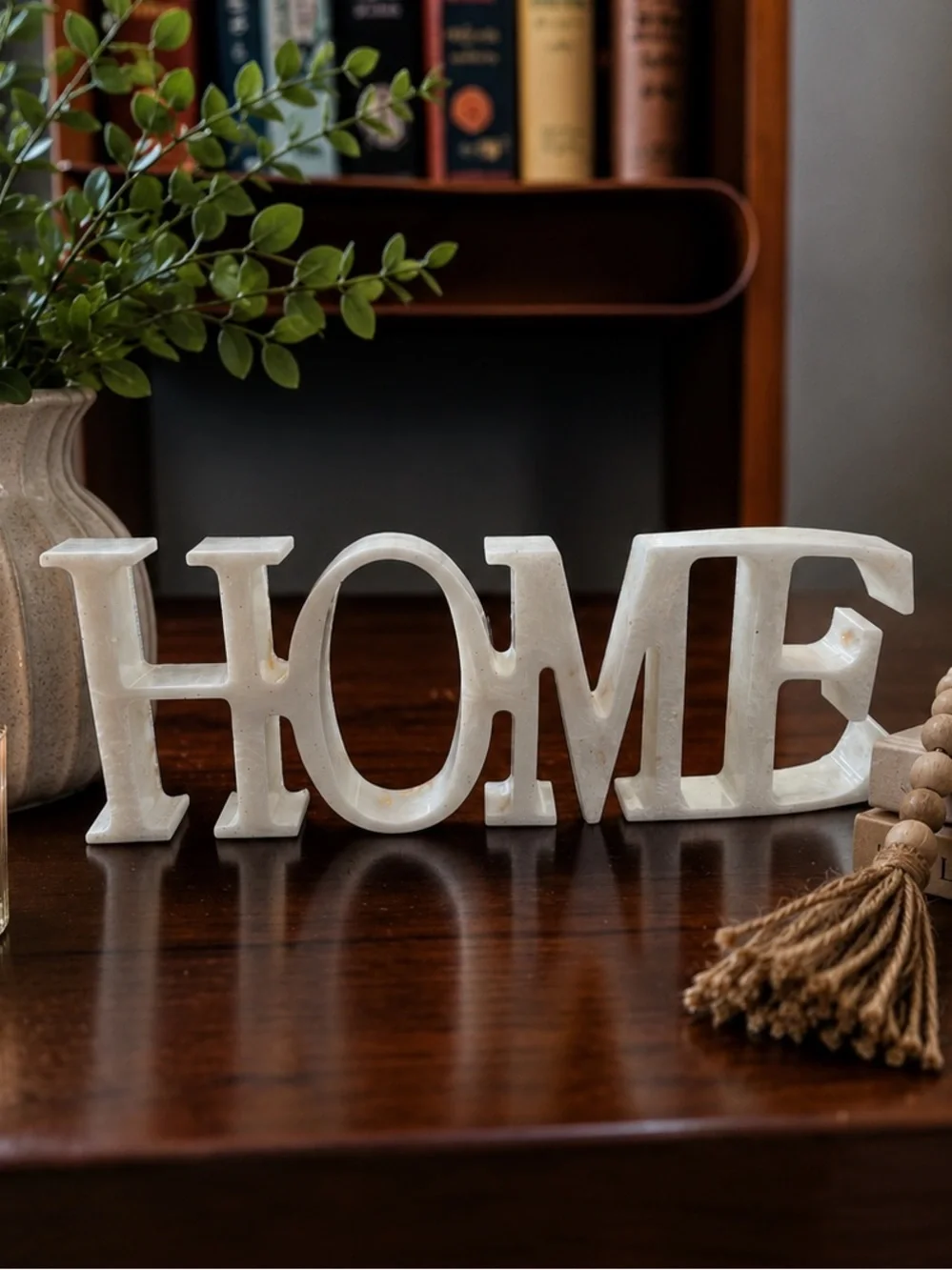 White HOME Decorative Accent Word - Elegant Tabletop Decor